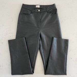 Wilfred Melina Vegan Leather 5 Pocket Hi Waist Straight Leg Pants Black Sz 4